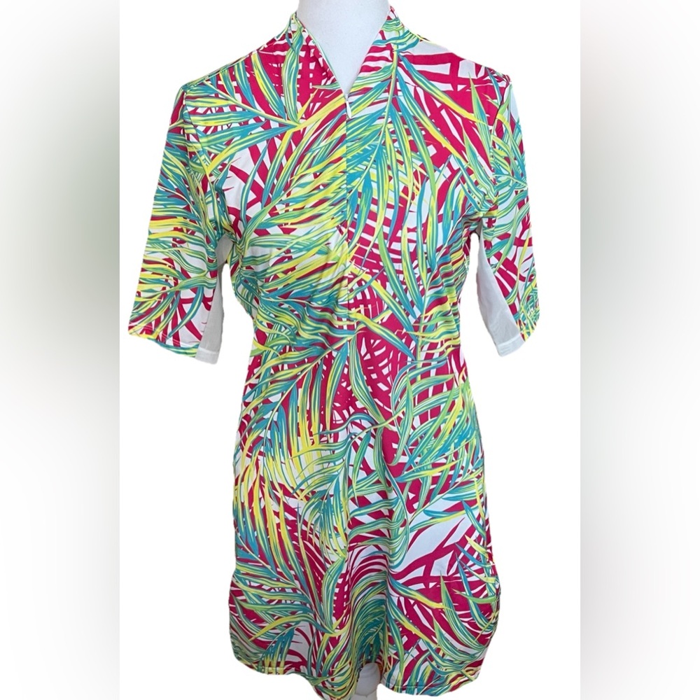 TAIL Palm Tree Tropical Print Golf Tennis Activewear Stretchy Dress Small